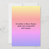 Fröhlicher Muttertag mit rosa Blume flach Karte (Rückseite)