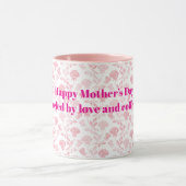 Fröhlicher Muttertag mit rosa Rosen Blumenmuster Tasse (Zentrum)