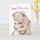 Fröhlicher Muttertag, Mutter und Kind knuddeln Karte (Gelbe Blume)