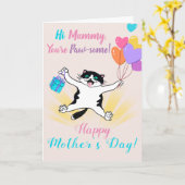 Fröhlicher Muttertag Niedlich Kitty Colorful Ballo Karte (Gelbe Blume)