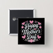 Fröhlicher Muttertag Niedliche Mama der Blüte Oma Button (Vorne & Hinten)