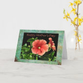 Fröhlicher Muttertag Peach Hibiskus Karte (Gelbe Blume)
