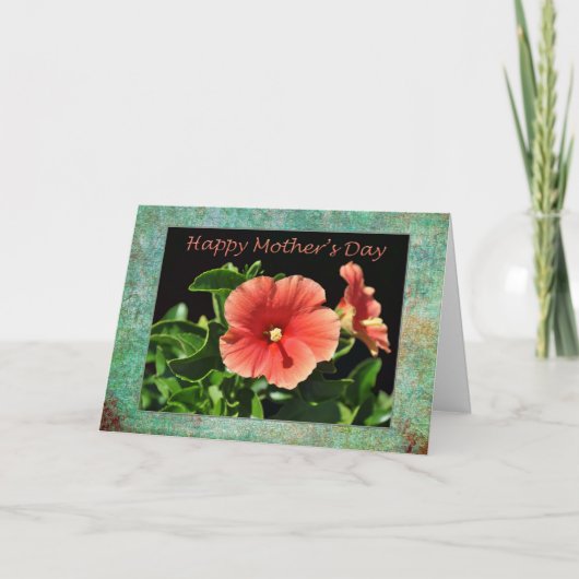 Fröhlicher Muttertag Peach Hibiskus Karte (Vorderseite)