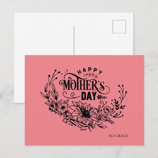 Fröhlicher Muttertag Postkarte (Vorne/Hinten)