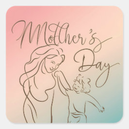 Fröhlicher Muttertag Quadratischer Aufkleber