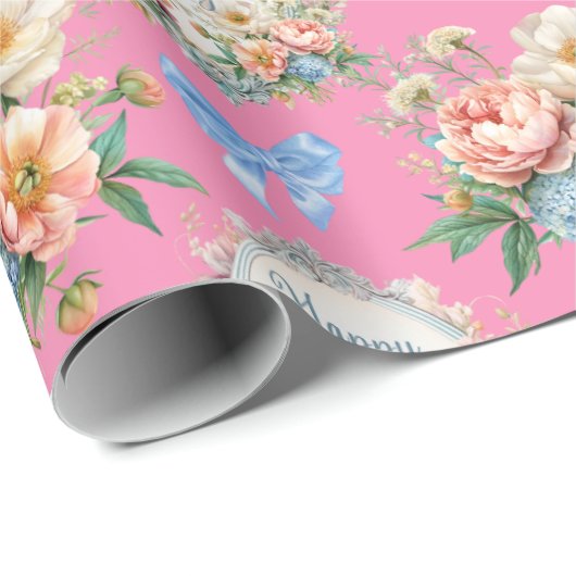 Fröhlicher Muttertag Romantisches Rosa Geschenkpapier (Rolleneckpunkt)