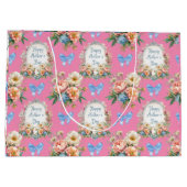 Fröhlicher Muttertag Romantisches Rosa Große Geschenktüte (Rückseite)