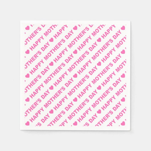 Fröhlicher Muttertag Rosa auf Weißbuch Napkin Serviette (Vorderseite)