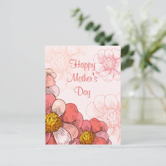 Fröhlicher Muttertag Rosa Blume Postkarte (Stehend Vorderseite)