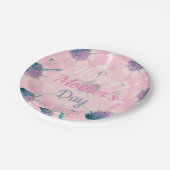 Fröhlicher Muttertag Rosa Blumenblüten Napkins Pap Pappteller (Schrägansicht)