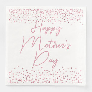 Fröhlicher Muttertag Rosa Glitzer Confetti Serviette