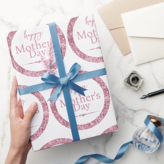 Fröhlicher Muttertag Rosa Glitzer und Diamanten Geschenkpapier (Schenken)
