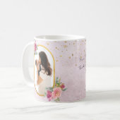 Fröhlicher Muttertag Rosa-Gold Foto Rahmen Kaffeetasse (Vorderseite Links)