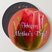 Fröhlicher Muttertag Rosa Rose I Button (Vorne & Hinten)