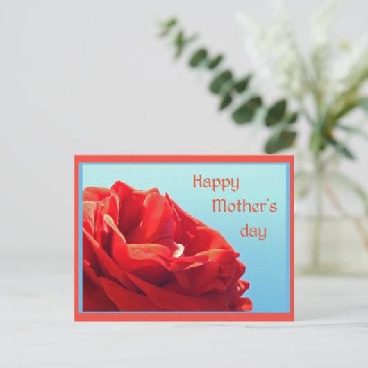 Fröhlicher Muttertag - rosa Rose Postkarte (Stehend Vorderseite)