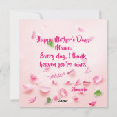 Fröhlicher Muttertag Rosa Rosen Aquarellblume Feiertagskarte (Rückseite)