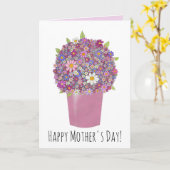 Fröhlicher Muttertag Rosa Strauß von Blume", Karte (Gelbe Blume)