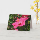Fröhlicher Muttertag Rosa Streifen Hibiskus Karte (Gelbe Blume)