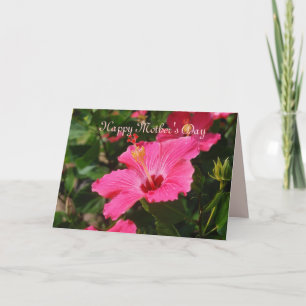 Fröhlicher Muttertag Rosa Streifen Hibiskus Karte