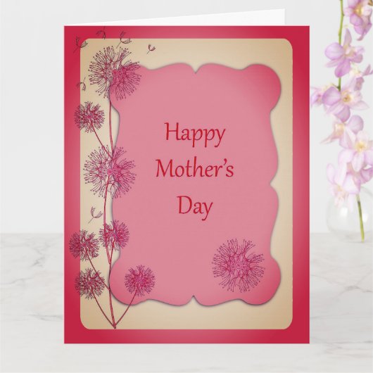 Fröhlicher Muttertag Rosa Trimm & Kronleuchter Sam Karte (Orchidee)