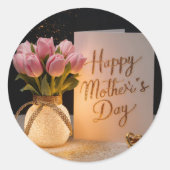 Fröhlicher Muttertag Runder Aufkleber (Vorderseite)