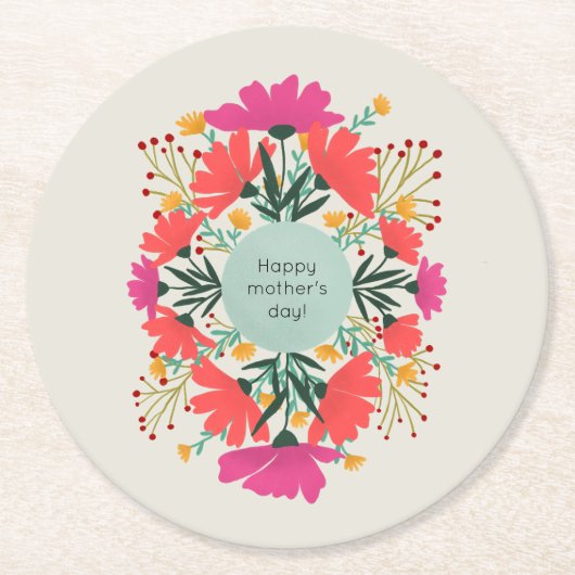 Fröhlicher Muttertag Runder Pappuntersetzer (Vorderseite)