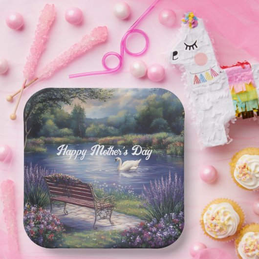 Fröhlicher Muttertag Schwanensee Pappteller (Party)
