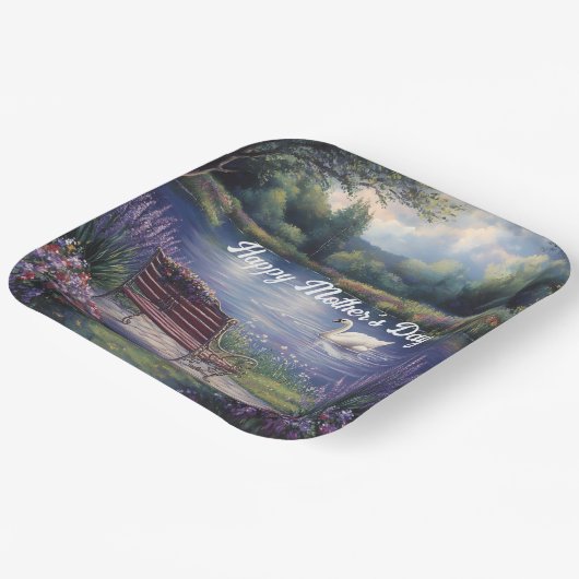 Fröhlicher Muttertag Schwanensee Pappteller (Gewinkelt)