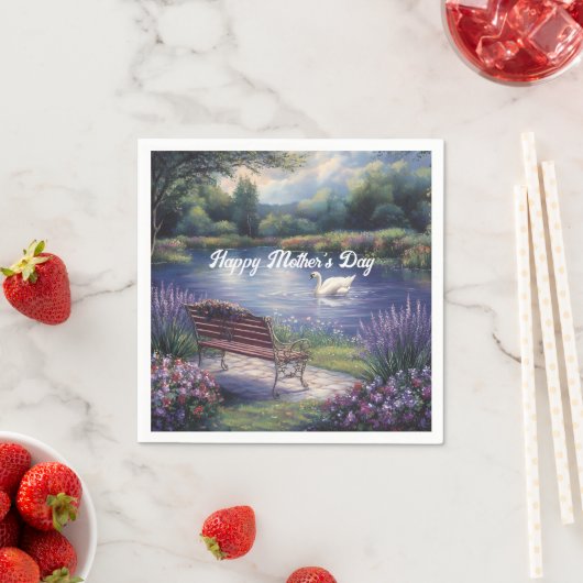 Fröhlicher Muttertag Schwanensee Serviette (Beispiel)