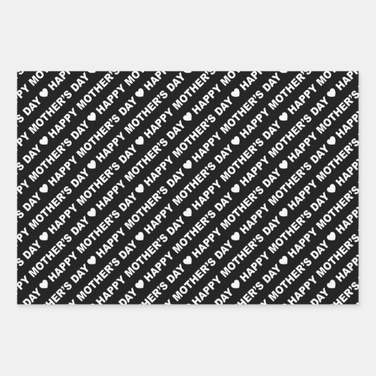 Fröhlicher Muttertag Schwarz-Weiß Geschenkpapier Set (Vorderseite)
