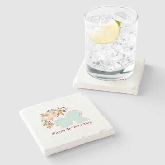 Fröhlicher Muttertag Steinuntersetzer (Seitenansicht)