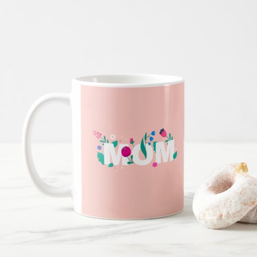Fröhlicher Muttertag Vibrant Rosa und Grün Kaffeetasse (Mit Donut)