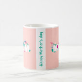 Fröhlicher Muttertag Vibrant Rosa und Grün Kaffeetasse (Mittel)