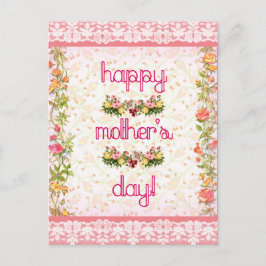 Fröhlicher Muttertag Vintag rosa Spitzen-Stil Postkarte