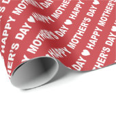 Fröhlicher Muttertag Weiß auf dunkelrot Geschenkpapier (Rolleneckpunkt)
