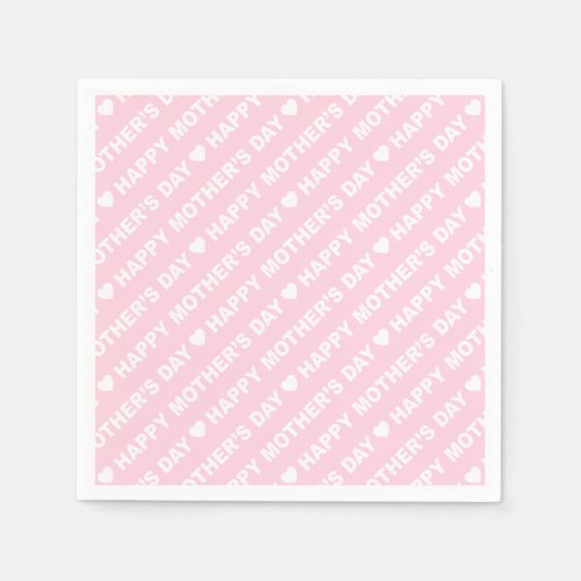 Fröhlicher Muttertag Weiß auf hellrosa Serviette (Vorderseite)