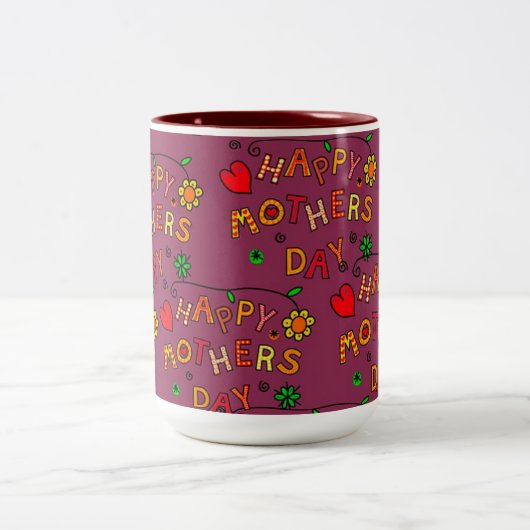 Fröhlicher Muttertag Zweifarbige Tasse (Mittel)