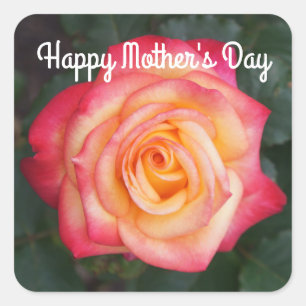 Fröhlicher Muttertagstraum Treppenstück Wahre Rose Quadratischer Aufkleber