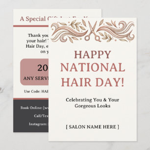 Fröhlicher Nationaler Haartag-Salon-Promo-Code Fla Einladung