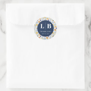 Fröhlicher Navy-Blumen-Dank Runder Aufkleber