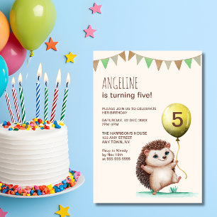 Fröhlicher Niedlicher Igel Ballon Geburtstag Einladung
