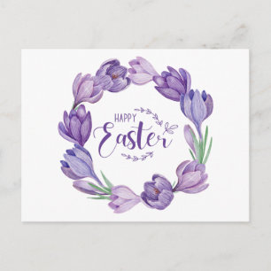 Fröhlicher Ostergroßer Krokusblumenkranz Postkarte