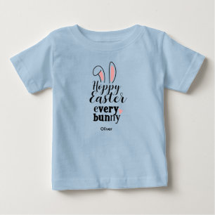 Fröhlicher Osterhase Benutzername Blau Baby T-shirt