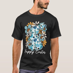 Fröhlicher Osterhase Blau Floral Gelb Design Für M T-Shirt