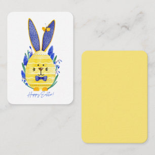Fröhlicher Osterhase & Blaue Muscari-Blume Mitteilungskarte