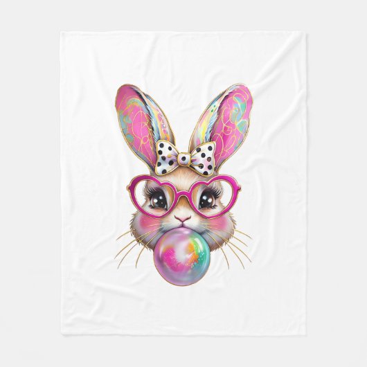 Fröhlicher Osterhase Coquette Bogen Pinselstrich O Fleecedecke (Vorderseite)