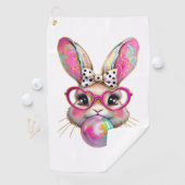 Fröhlicher Osterhase Coquette Bogen Pinselstrich O Golfhandtuch (Insitu)