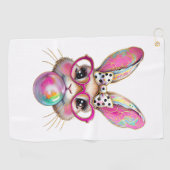 Fröhlicher Osterhase Coquette Bogen Pinselstrich O Golfhandtuch (Horizontal)