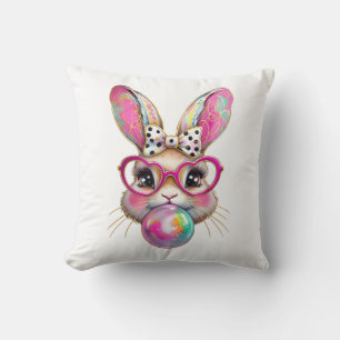 Fröhlicher Osterhase Coquette Bogen Pinselstrich O Kissen
