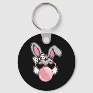 Fröhlicher Osterhase Coquette Bogen Pinselstrich O Schlüsselanhänger